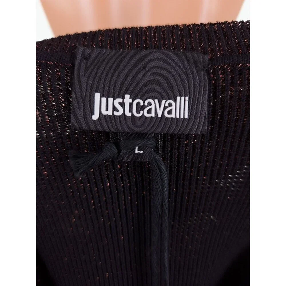 Just Cavalli Lurux Cocktail Evening Dress Size 8 Brown Metallic NWT $550 - Picture 8 of 9